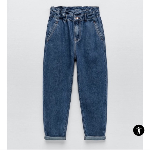 Zara Jeans Zara Blue Baggy Paperbag Jeans Poshmark